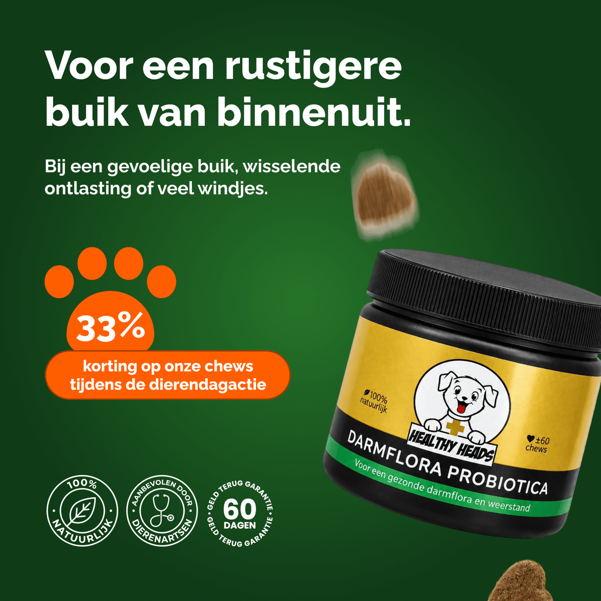 Darmflora Probiotische Kausnacks für Hunde – 180 g